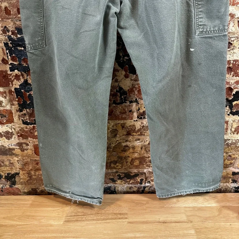 Carhartt B11 MOS Green Washed Duck Canvas Carpenter Workwear Pants Mens 38x30
